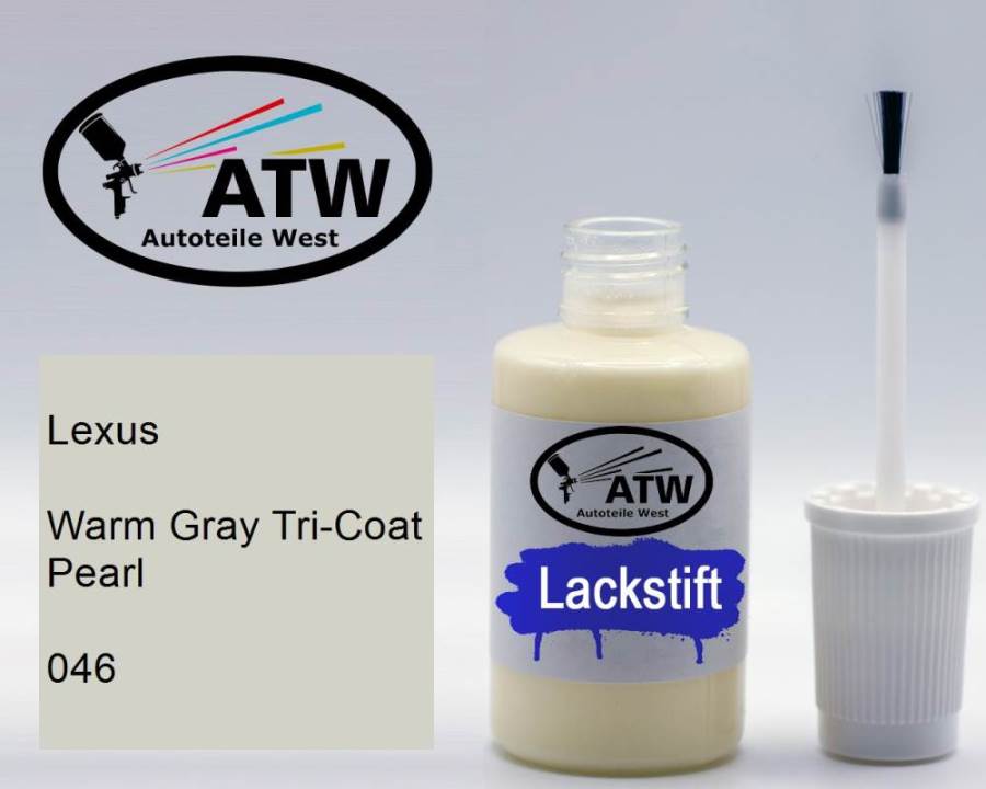 Lexus, Warm Gray Tricoat Pearl, 046: 20ml Lackstift, von ATW Autoteile West.